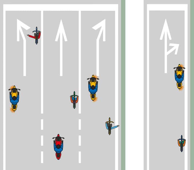 Fahrbahnbenutzung bei Fahrstreifenaufteilung - Bild 1